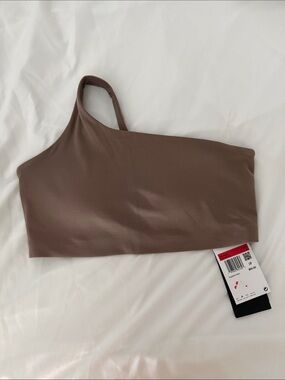 Nike One-Shoulder Sports Bra Taupe